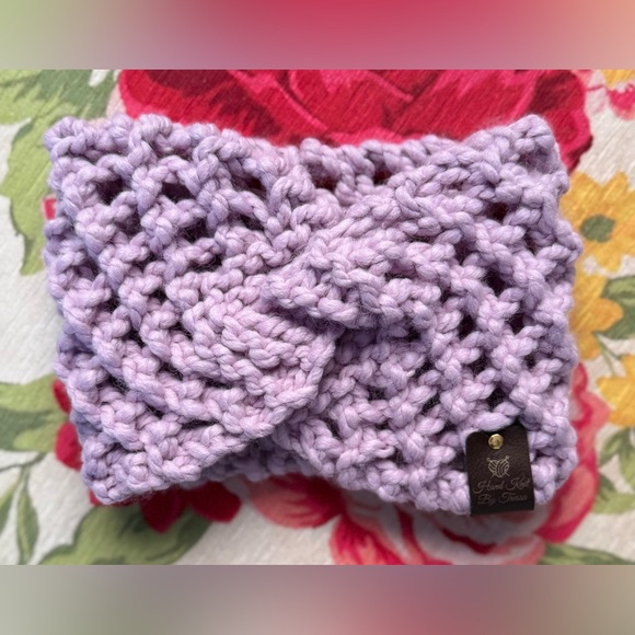 Handmade Hand Crafted Lace Knit Easter Spring Headband Adult size light purple - Picture 2 of 4